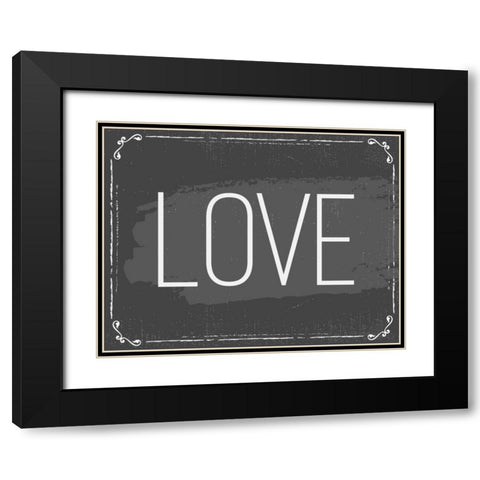 Love Black Modern Wood Framed Art Print with Double Matting by ND Art and Design