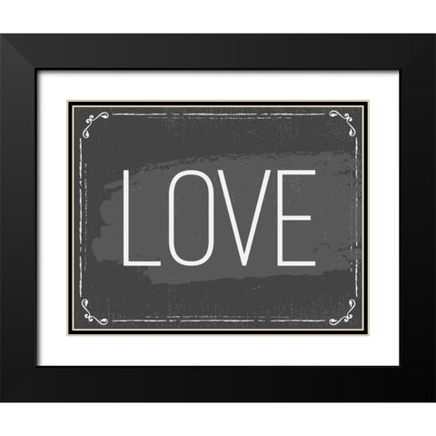 Love Black Modern Wood Framed Art Print with Double Matting by ND Art and Design