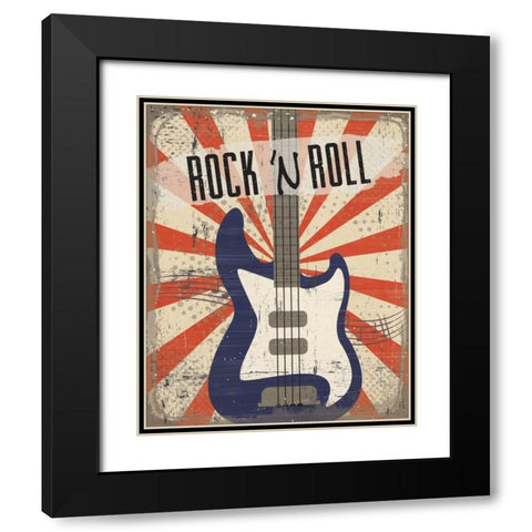 Rock n Roll Black Modern Wood Framed Art Print with Double Matting by ND Art and Design