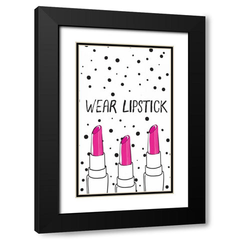Wear Lipstick Black Modern Wood Framed Art Print with Double Matting by ND Art and Design