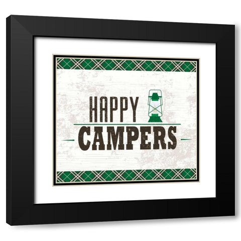 Happy Campers Black Modern Wood Framed Art Print with Double Matting by ND Art and Design