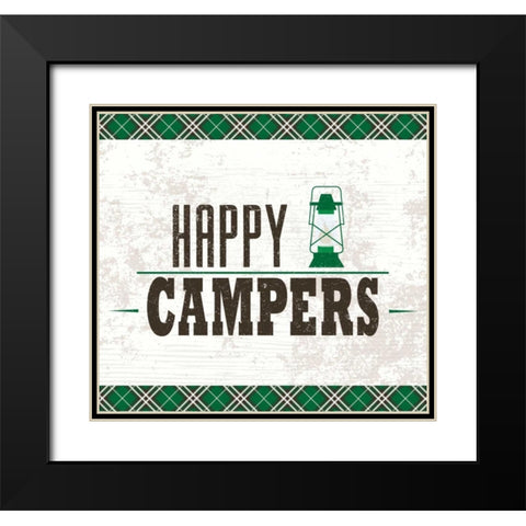 Happy Campers Black Modern Wood Framed Art Print with Double Matting by ND Art and Design