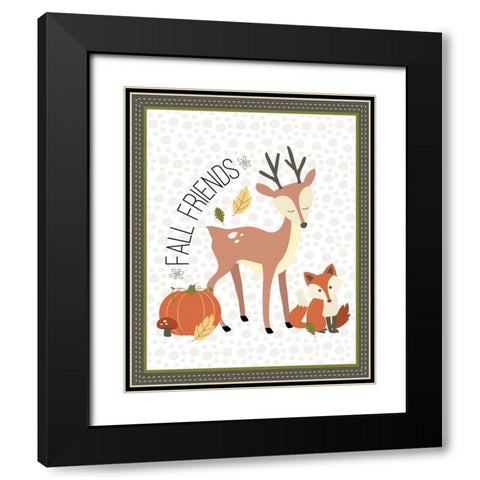 Fall Friends Black Modern Wood Framed Art Print with Double Matting by ND Art and Design