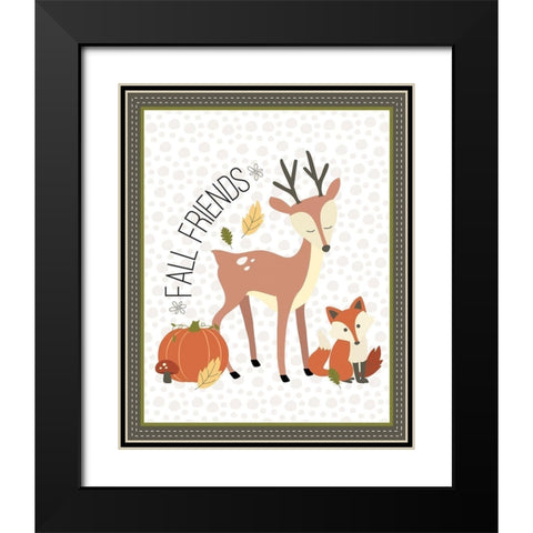 Fall Friends Black Modern Wood Framed Art Print with Double Matting by ND Art and Design
