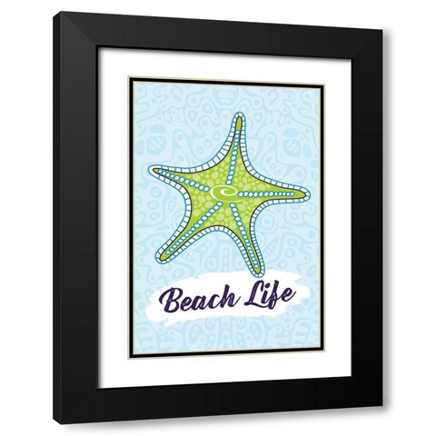 Beach Life Black Modern Wood Framed Art Print with Double Matting by ND Art and Design