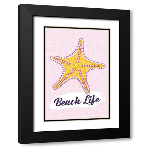 Beach Life Black Modern Wood Framed Art Print with Double Matting by ND Art and Design