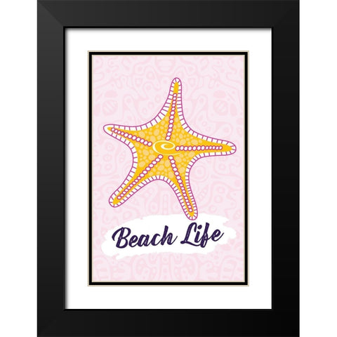 Beach Life Black Modern Wood Framed Art Print with Double Matting by ND Art and Design