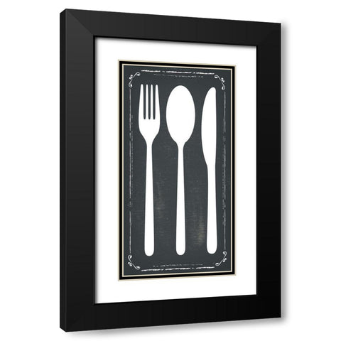 Utensils Black Modern Wood Framed Art Print with Double Matting by ND Art and Design