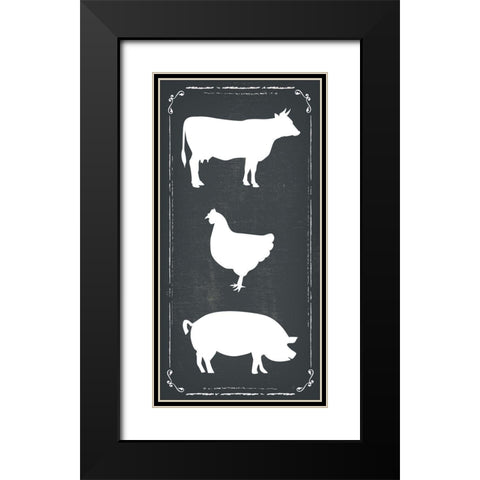 Farm Animals Black Modern Wood Framed Art Print with Double Matting by ND Art and Design