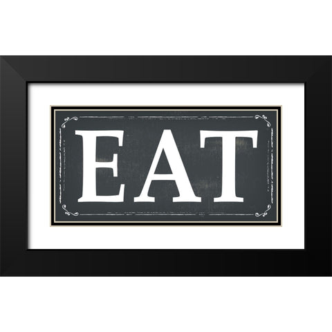 Eat Black Modern Wood Framed Art Print with Double Matting by ND Art and Design