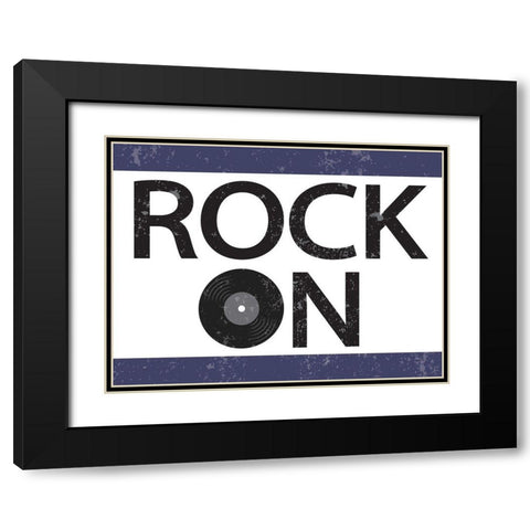 Rock On Black Modern Wood Framed Art Print with Double Matting by ND Art and Design