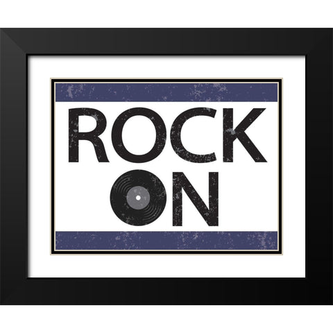 Rock On Black Modern Wood Framed Art Print with Double Matting by ND Art and Design
