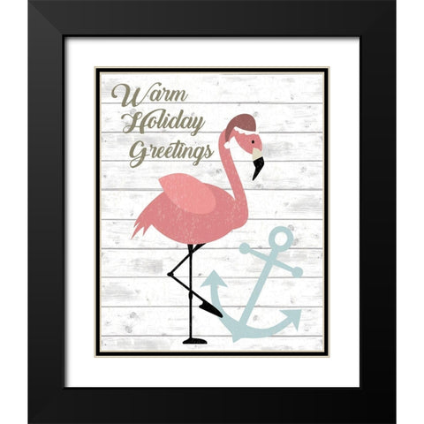Warm Holiday Greetings Black Modern Wood Framed Art Print with Double Matting by ND Art and Design