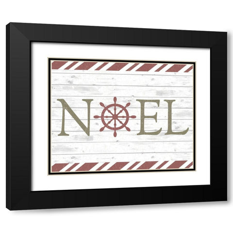 Coastal Noel Christmas Black Modern Wood Framed Art Print with Double Matting by ND Art and Design