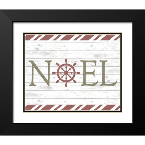 Coastal Noel Christmas Black Modern Wood Framed Art Print with Double Matting by ND Art and Design