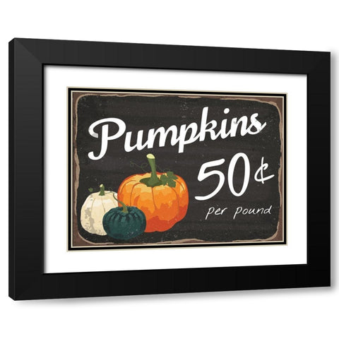 Pumpkins 50Â¢ Black Modern Wood Framed Art Print with Double Matting by ND Art and Design