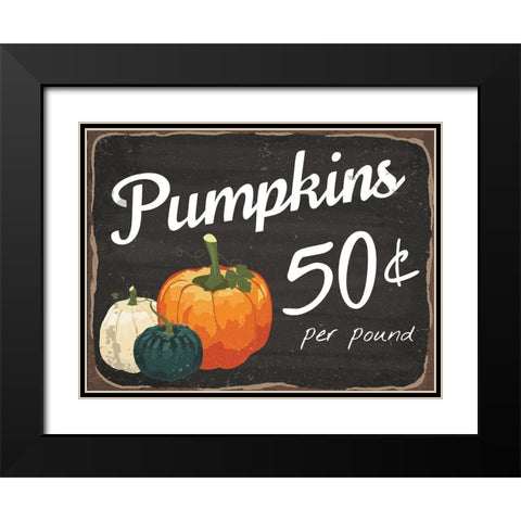 Pumpkins 50Â¢ Black Modern Wood Framed Art Print with Double Matting by ND Art and Design