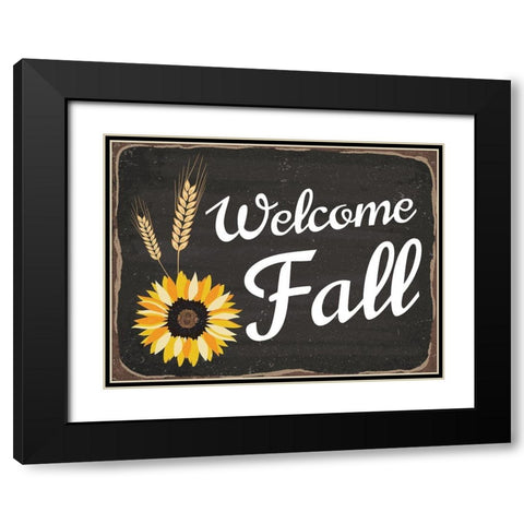 Welcome Fall Black Modern Wood Framed Art Print with Double Matting by ND Art and Design