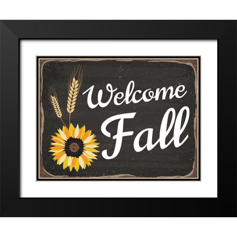 Welcome Fall Black Modern Wood Framed Art Print with Double Matting by ND Art and Design