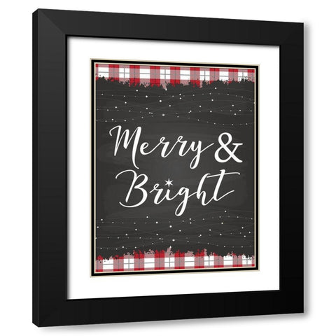 Merry and Bright Black Modern Wood Framed Art Print with Double Matting by ND Art and Design