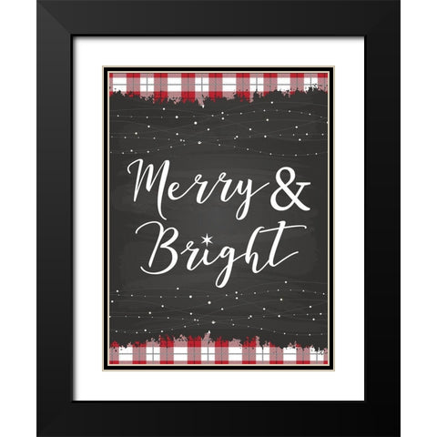 Merry and Bright Black Modern Wood Framed Art Print with Double Matting by ND Art and Design