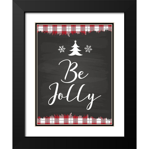 Be Jolly Black Modern Wood Framed Art Print with Double Matting by ND Art and Design