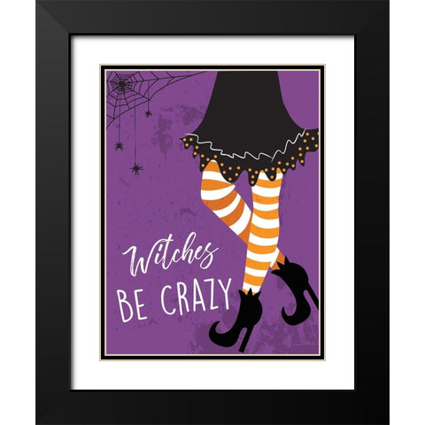 Witches Be Crazy Black Modern Wood Framed Art Print with Double Matting by ND Art and Design