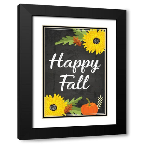 Happy Fall Black Modern Wood Framed Art Print with Double Matting by ND Art