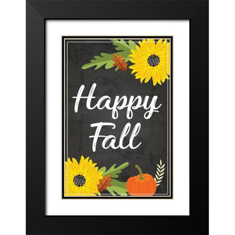 Happy Fall Black Modern Wood Framed Art Print with Double Matting by ND Art