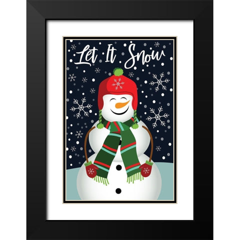 Let It Snow Black Modern Wood Framed Art Print with Double Matting by ND Art