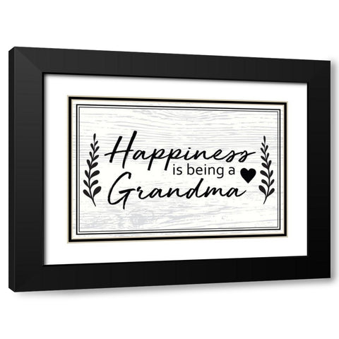 Happiness is Being a Grandma Black Modern Wood Framed Art Print with Double Matting by ND Art