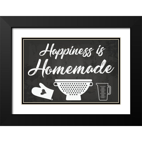 Happiness is Homemade Black Modern Wood Framed Art Print with Double Matting by ND Art