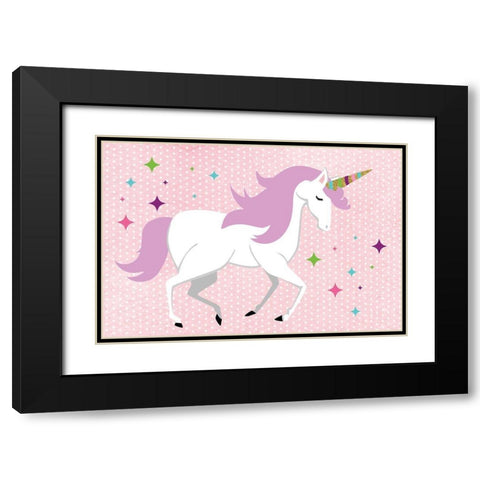 Unicorn Black Modern Wood Framed Art Print with Double Matting by ND Art