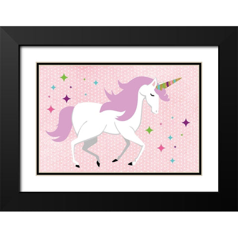 Unicorn Black Modern Wood Framed Art Print with Double Matting by ND Art