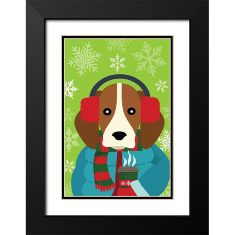 Winter Pet II Black Modern Wood Framed Art Print with Double Matting by ND Art