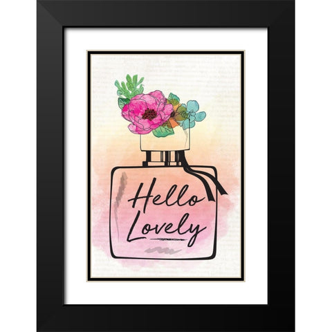 Hello Lovely Black Modern Wood Framed Art Print with Double Matting by ND Art