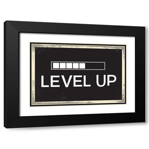 Level Up Black Modern Wood Framed Art Print with Double Matting by ND Art