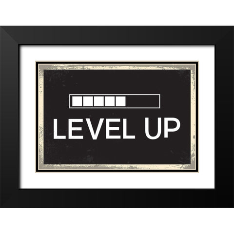 Level Up Black Modern Wood Framed Art Print with Double Matting by ND Art