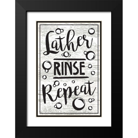 Lather, Rinse, Repeat Black Modern Wood Framed Art Print with Double Matting by ND Art
