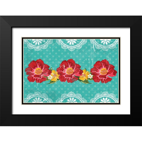 Floral I Black Modern Wood Framed Art Print with Double Matting by ND Art
