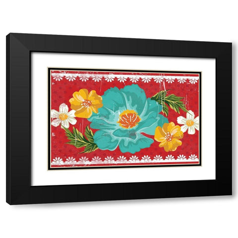 Floral III Black Modern Wood Framed Art Print with Double Matting by ND Art