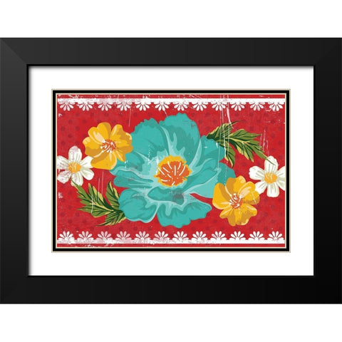 Floral III Black Modern Wood Framed Art Print with Double Matting by ND Art