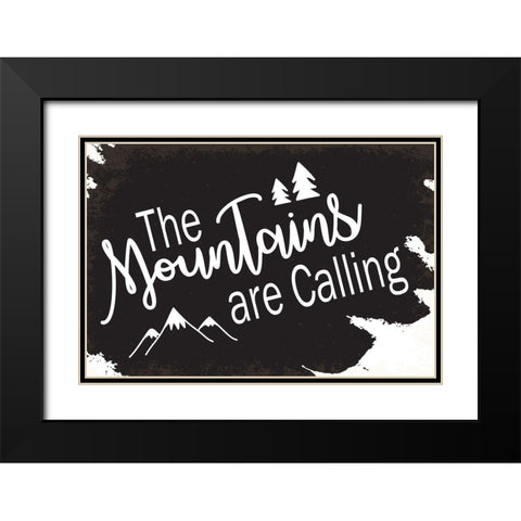 The Mountains are Calling Black Modern Wood Framed Art Print with Double Matting by ND Art
