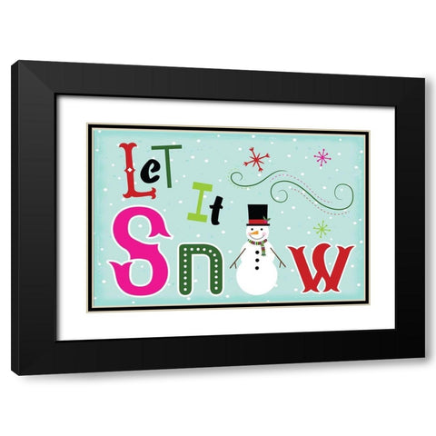 Let It Snow Black Modern Wood Framed Art Print with Double Matting by ND Art