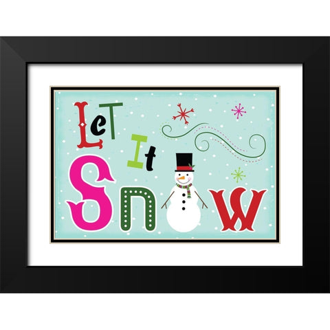 Let It Snow Black Modern Wood Framed Art Print with Double Matting by ND Art