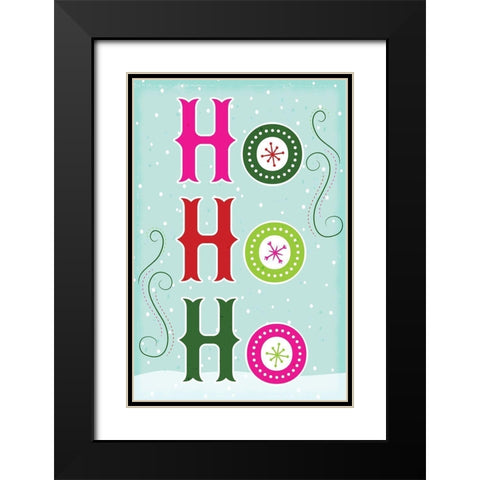 Ho Ho Ho Black Modern Wood Framed Art Print with Double Matting by ND Art