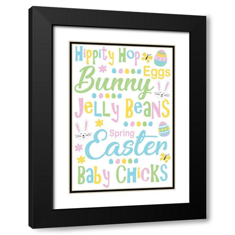 Easter Typography Black Modern Wood Framed Art Print with Double Matting by ND Art