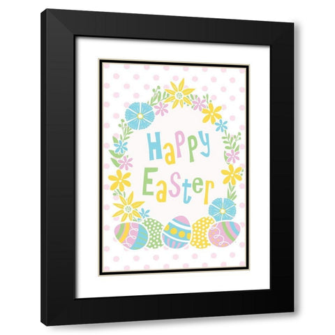 Happy Easter Black Modern Wood Framed Art Print with Double Matting by ND Art