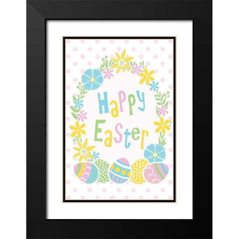 Happy Easter Black Modern Wood Framed Art Print with Double Matting by ND Art