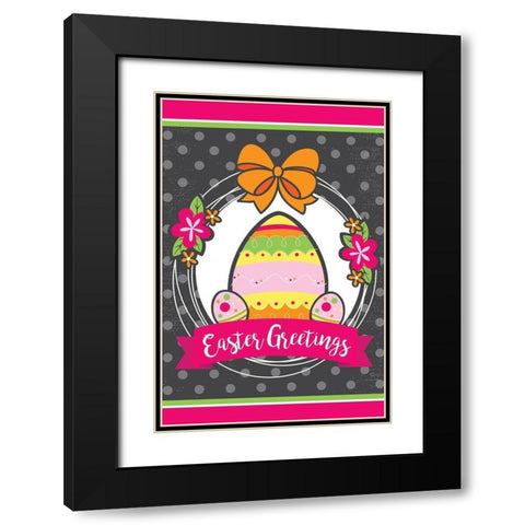 Easter Greetings Black Modern Wood Framed Art Print with Double Matting by ND Art